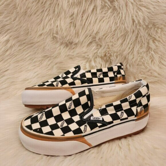 Vans Shoes - VANS Stacked Checkerboard Slip On Canvas Shoes